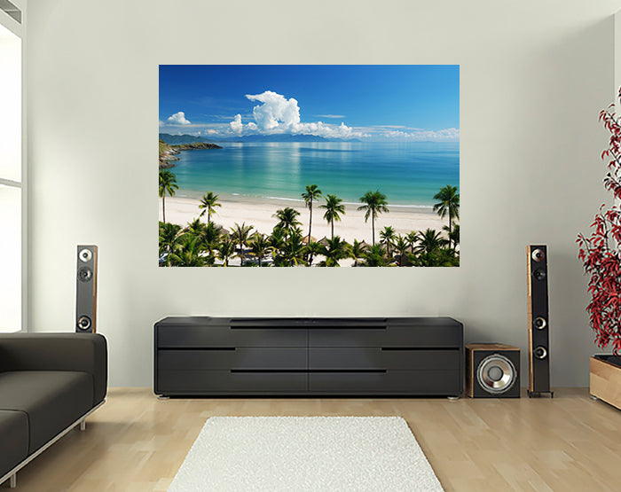 A collection of colorful removable wall decals displayed on a smooth surface, showcasing various designs and patterns.