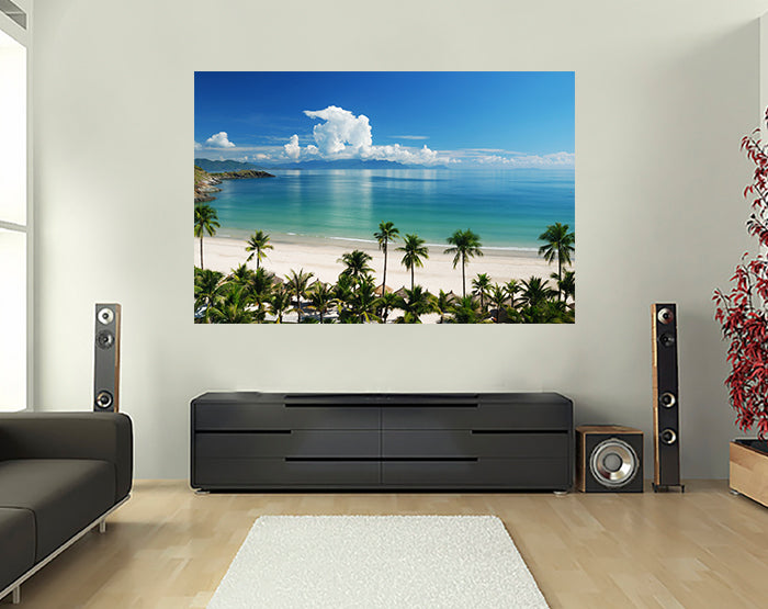 A collection of colorful removable wall decals displayed on a smooth surface, showcasing various designs and patterns.