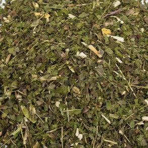 A vibrant package of Infinitea Healthy & Happy organic herbal tea blend featuring natural herbs for health and wellness.