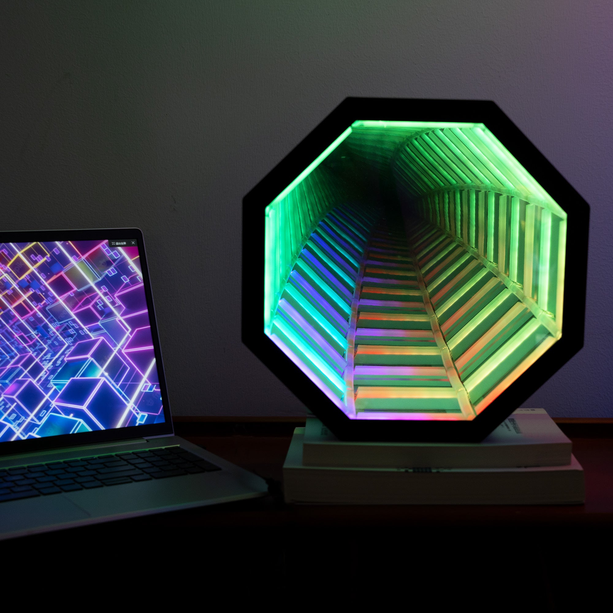 Infinity Mirror Light showcasing endless reflections with vibrant LED colors and remote control features.