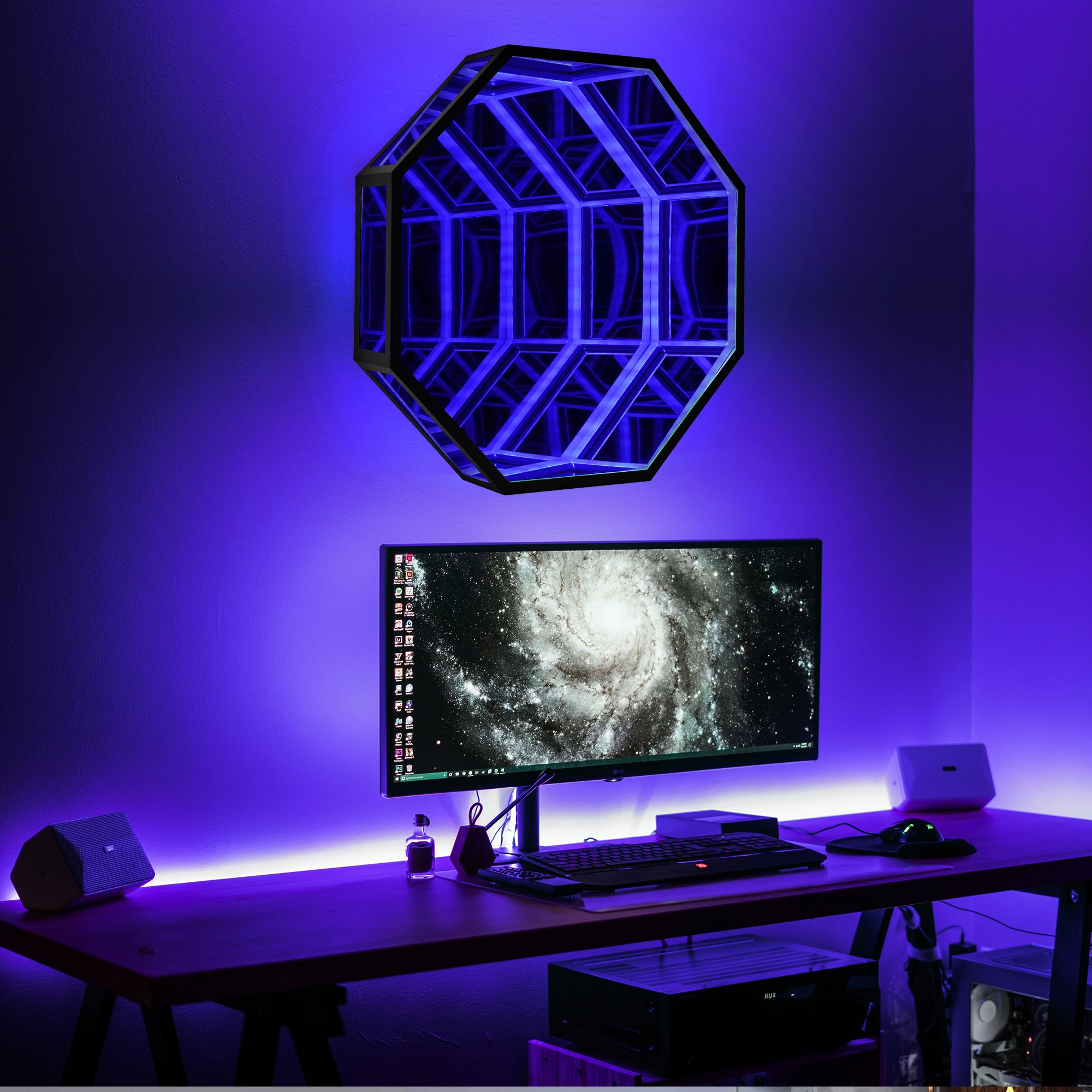 Infinity Mirror Light showcasing endless reflections with vibrant LED colors and remote control features.