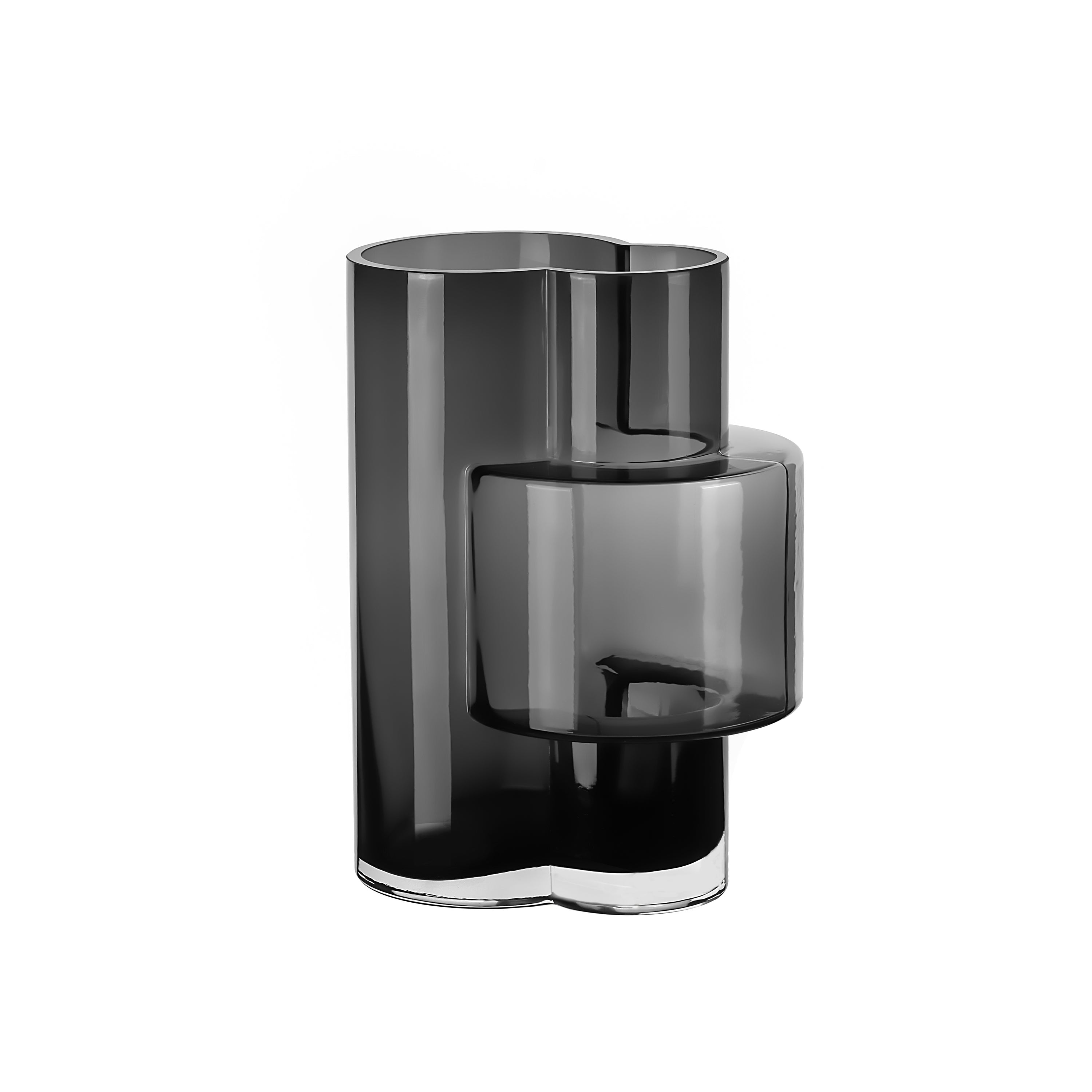 FUSIO 32 tall vase in gray, showcasing innovative modernist design inspired by constructivism.