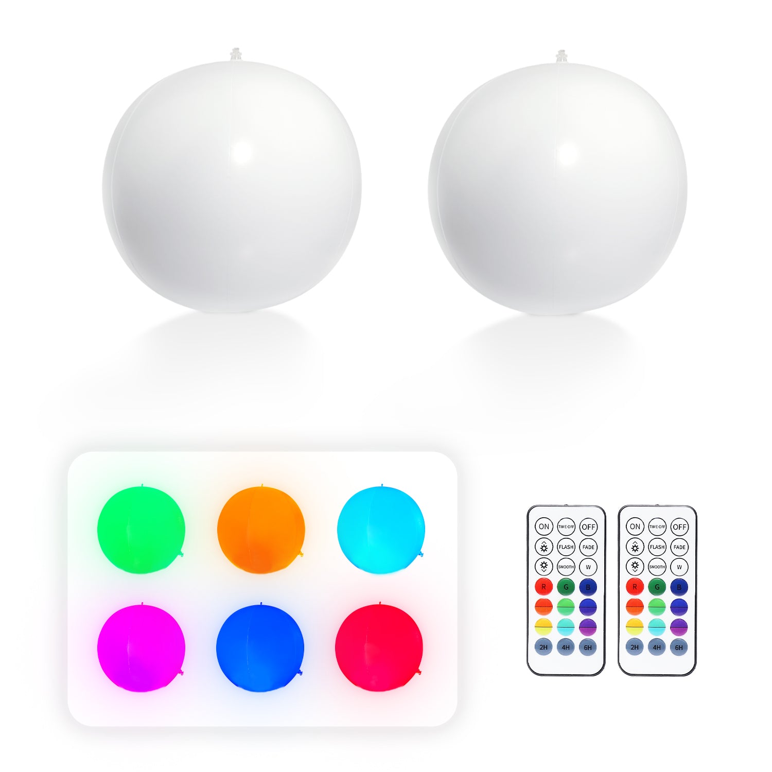 IP68 Waterproof Floating LED Beach Ball with vibrant RGB lights and RF remote control, designed for pool and garden use.