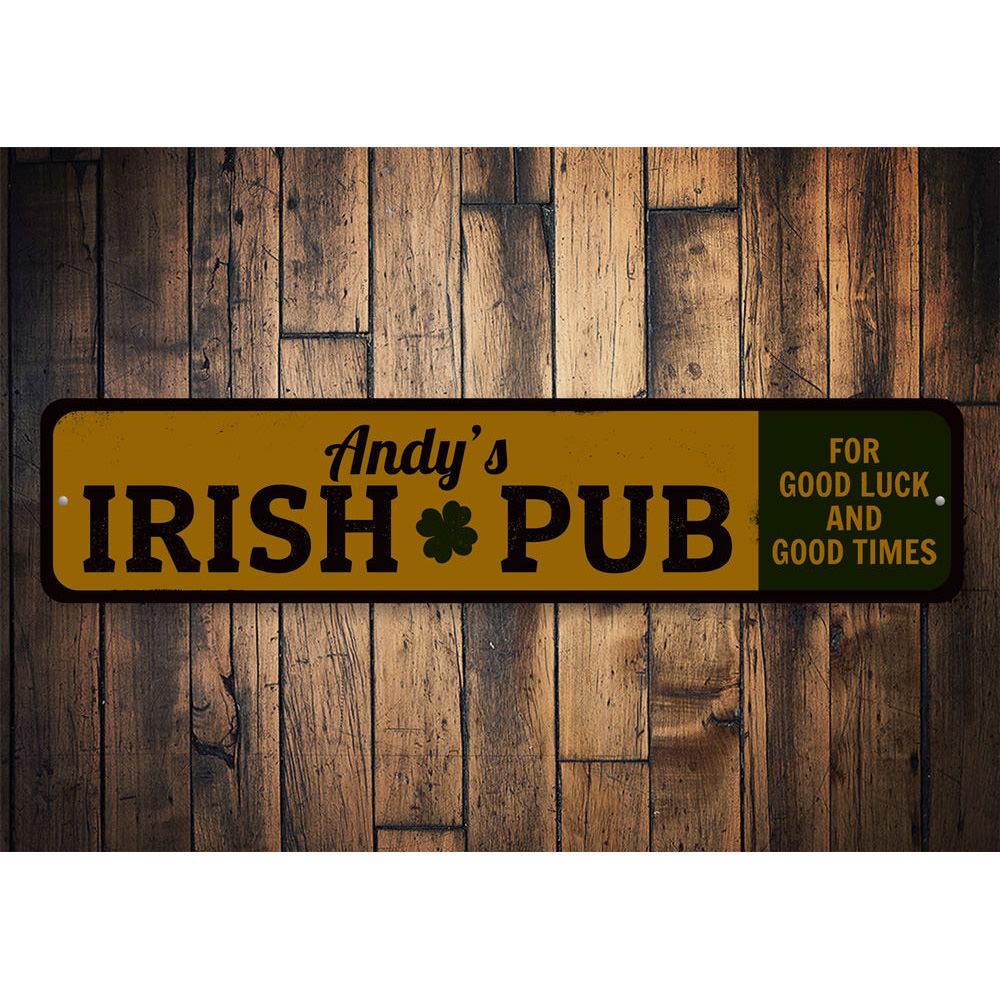 Irish Pub Shamrock Sign made of high-quality aluminum, featuring a vibrant shamrock design, perfect for home decor.
