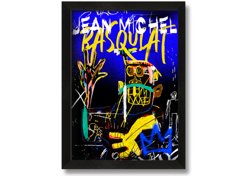 Jean Michel Basquiat Monster artwork printed on coated polyester canvas, mounted on a 44mm box frame, showcasing vibrant colors and dynamic design.