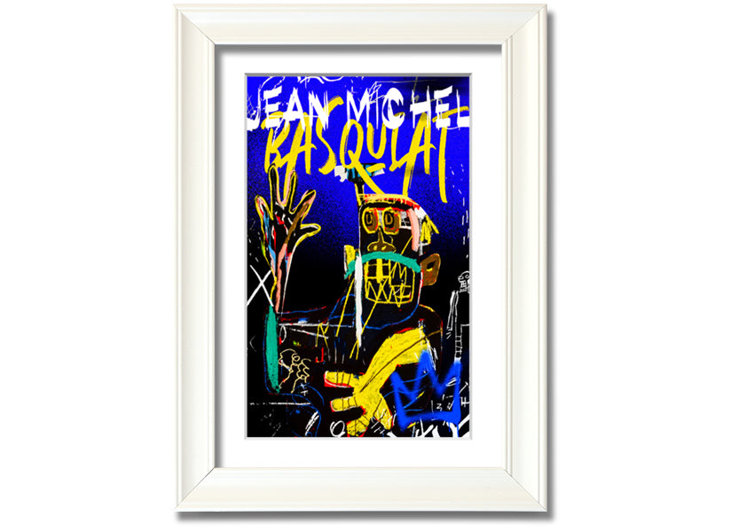 Jean Michel Basquiat Monster artwork printed on coated polyester canvas, mounted on a 44mm box frame, showcasing vibrant colors and dynamic design.