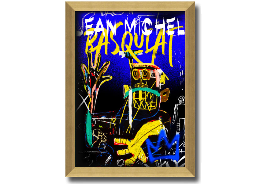 Jean Michel Basquiat Monster artwork printed on coated polyester canvas, mounted on a 44mm box frame, showcasing vibrant colors and dynamic design.