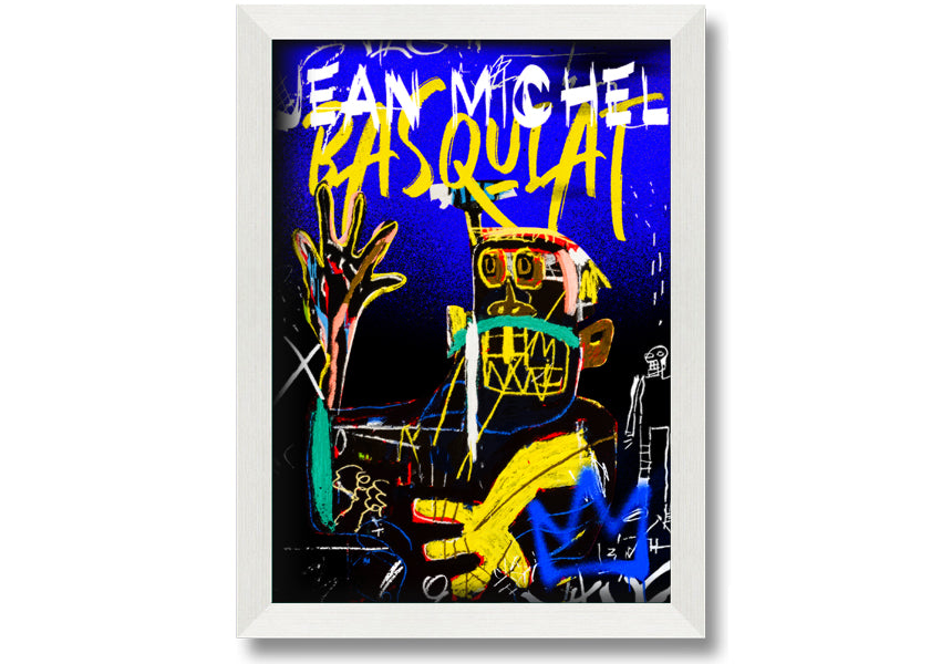 Jean Michel Basquiat Monster artwork printed on coated polyester canvas, mounted on a 44mm box frame, showcasing vibrant colors and dynamic design.