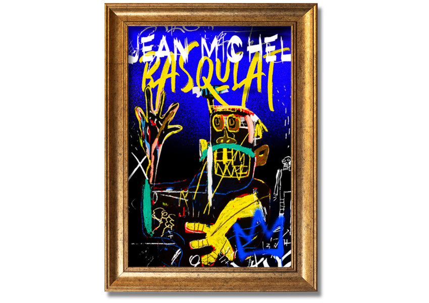 Jean Michel Basquiat Monster artwork printed on coated polyester canvas, mounted on a 44mm box frame, showcasing vibrant colors and dynamic design.