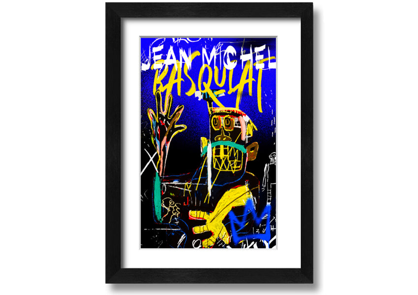 Jean Michel Basquiat Monster artwork printed on coated polyester canvas, mounted on a 44mm box frame, showcasing vibrant colors and dynamic design.