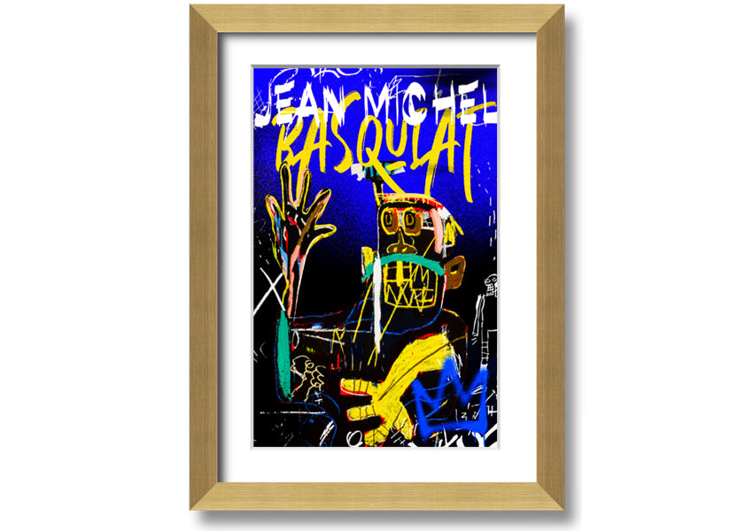 Jean Michel Basquiat Monster artwork printed on coated polyester canvas, mounted on a 44mm box frame, showcasing vibrant colors and dynamic design.