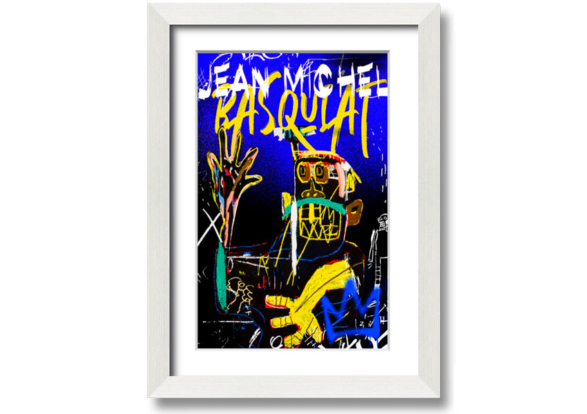Jean Michel Basquiat Monster artwork printed on coated polyester canvas, mounted on a 44mm box frame, showcasing vibrant colors and dynamic design.