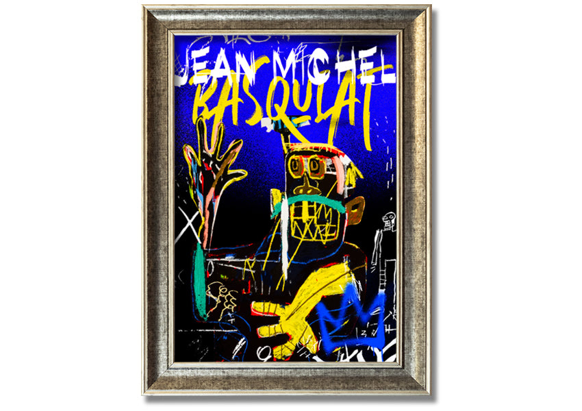 Jean Michel Basquiat Monster artwork printed on coated polyester canvas, mounted on a 44mm box frame, showcasing vibrant colors and dynamic design.