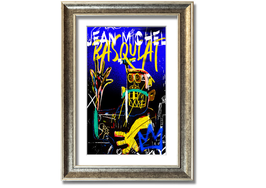 Jean Michel Basquiat Monster artwork printed on coated polyester canvas, mounted on a 44mm box frame, showcasing vibrant colors and dynamic design.