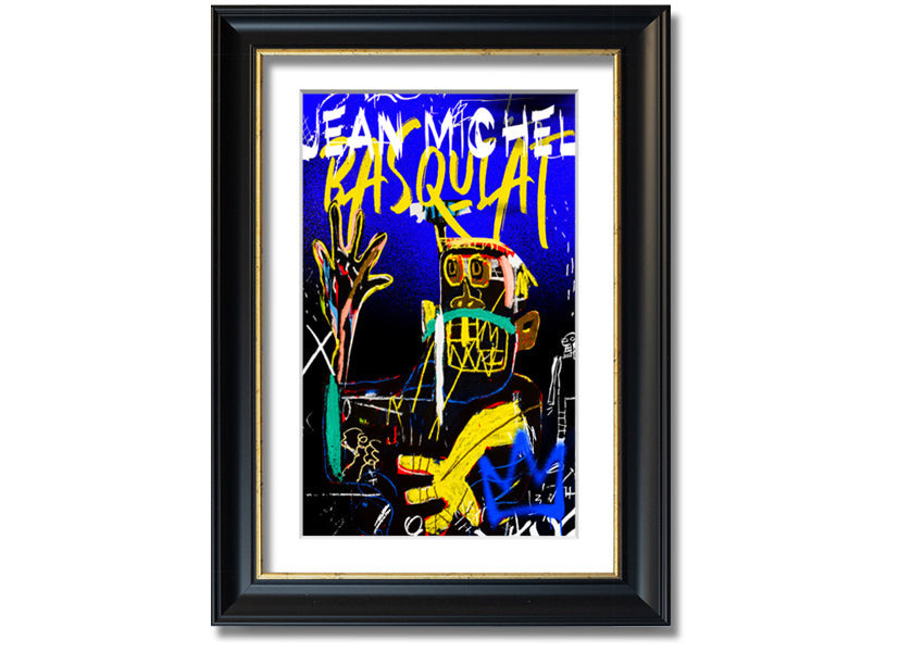Jean Michel Basquiat Monster artwork printed on coated polyester canvas, mounted on a 44mm box frame, showcasing vibrant colors and dynamic design.