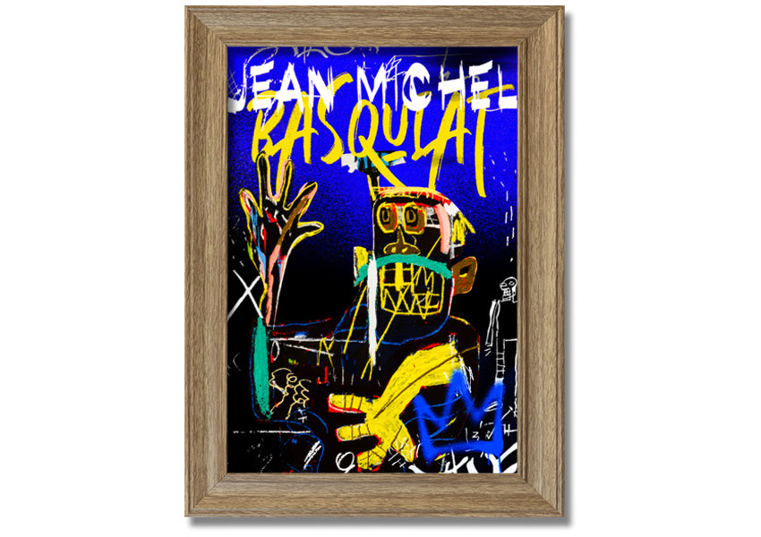Jean Michel Basquiat Monster artwork printed on coated polyester canvas, mounted on a 44mm box frame, showcasing vibrant colors and dynamic design.