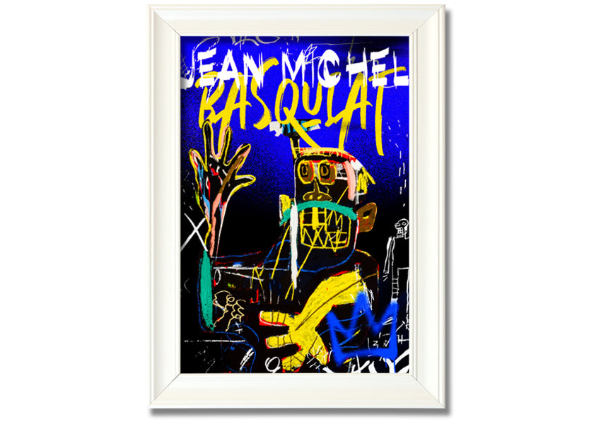 Jean Michel Basquiat Monster artwork printed on coated polyester canvas, mounted on a 44mm box frame, showcasing vibrant colors and dynamic design.
