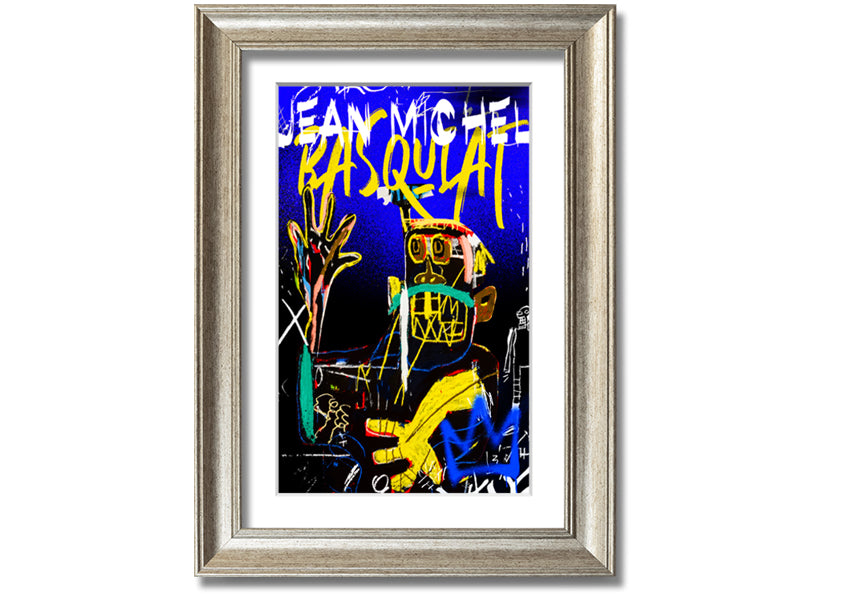 Jean Michel Basquiat Monster artwork printed on coated polyester canvas, mounted on a 44mm box frame, showcasing vibrant colors and dynamic design.