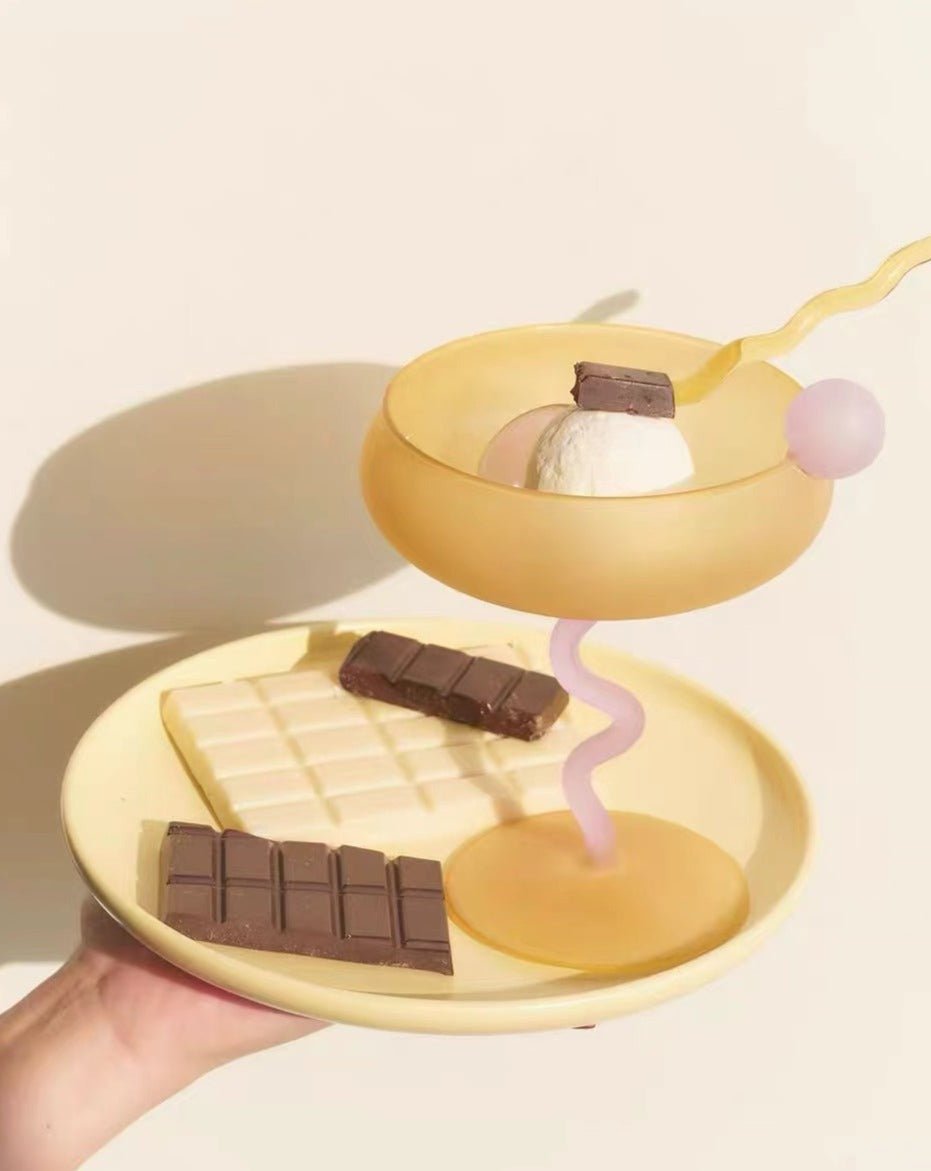 A colorful Jelly Bean Wine Glass with a whimsical design, perfect for cocktails and celebrations, showcasing artisan craftsmanship.