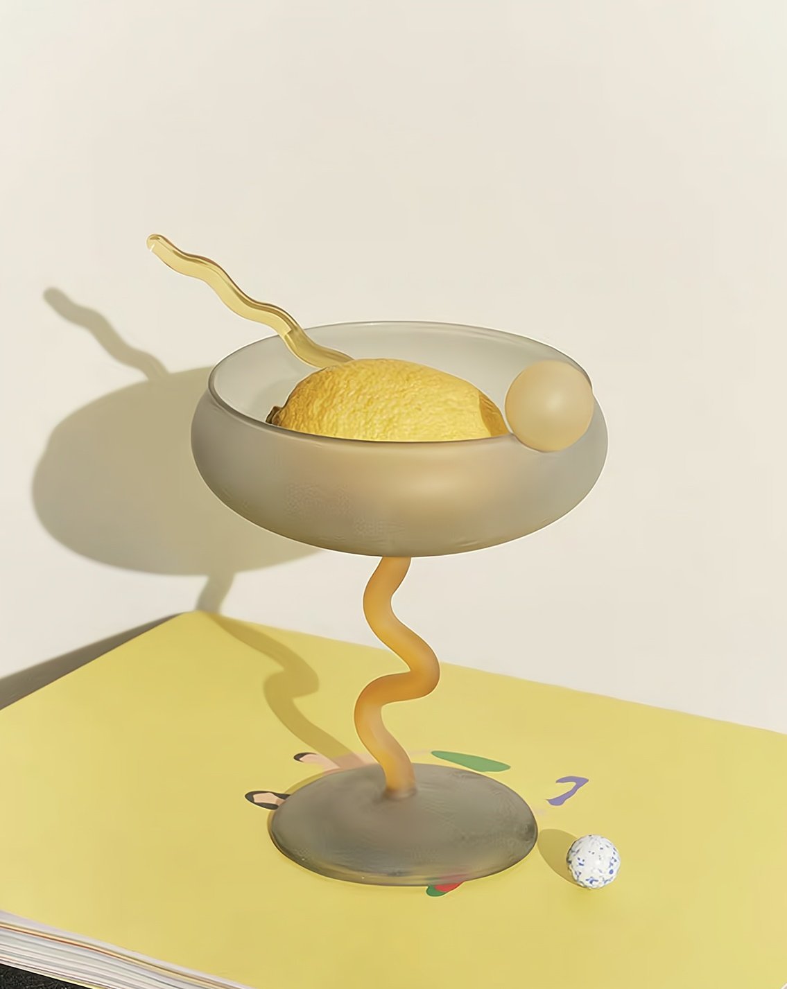 A colorful Jelly Bean Wine Glass with a whimsical design, perfect for cocktails and celebrations, showcasing artisan craftsmanship.