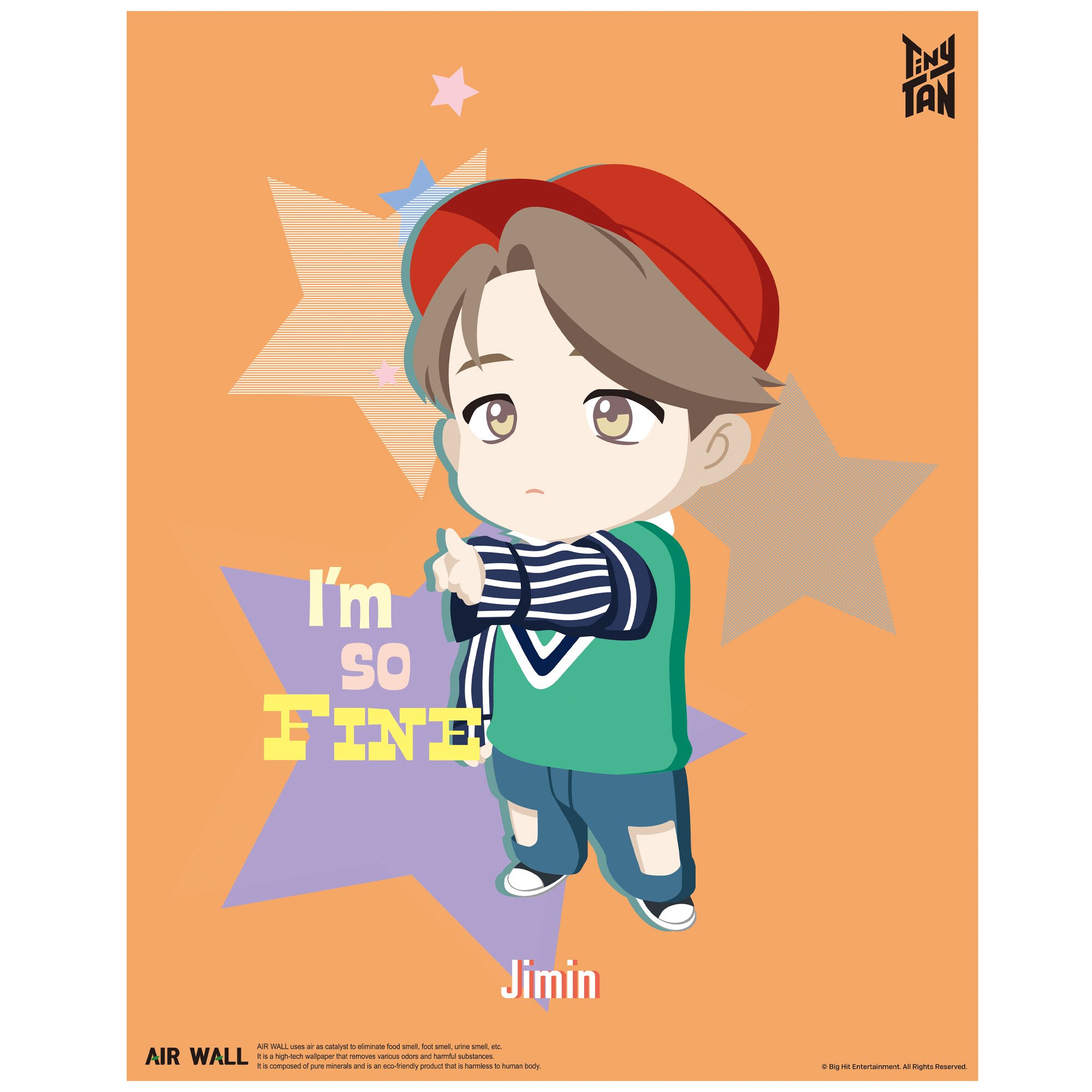 Jimin - IDOL Air Wall Poster featuring vibrant colors and lyrics, designed to purify air and enhance decor.