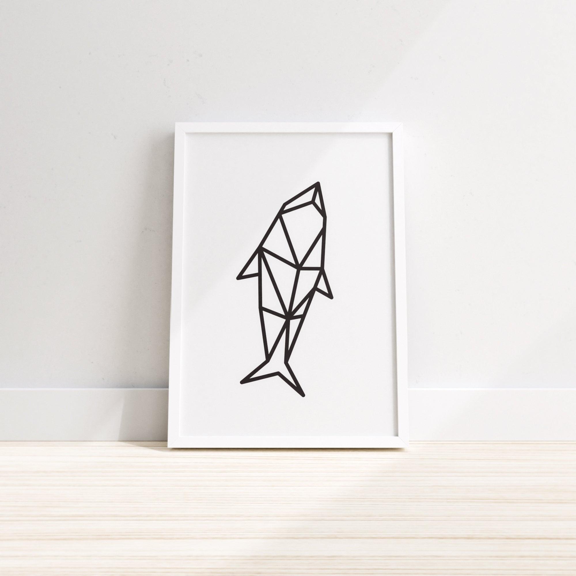 A vibrant wall print featuring a jumping whale, perfect for children's rooms and living room decor.