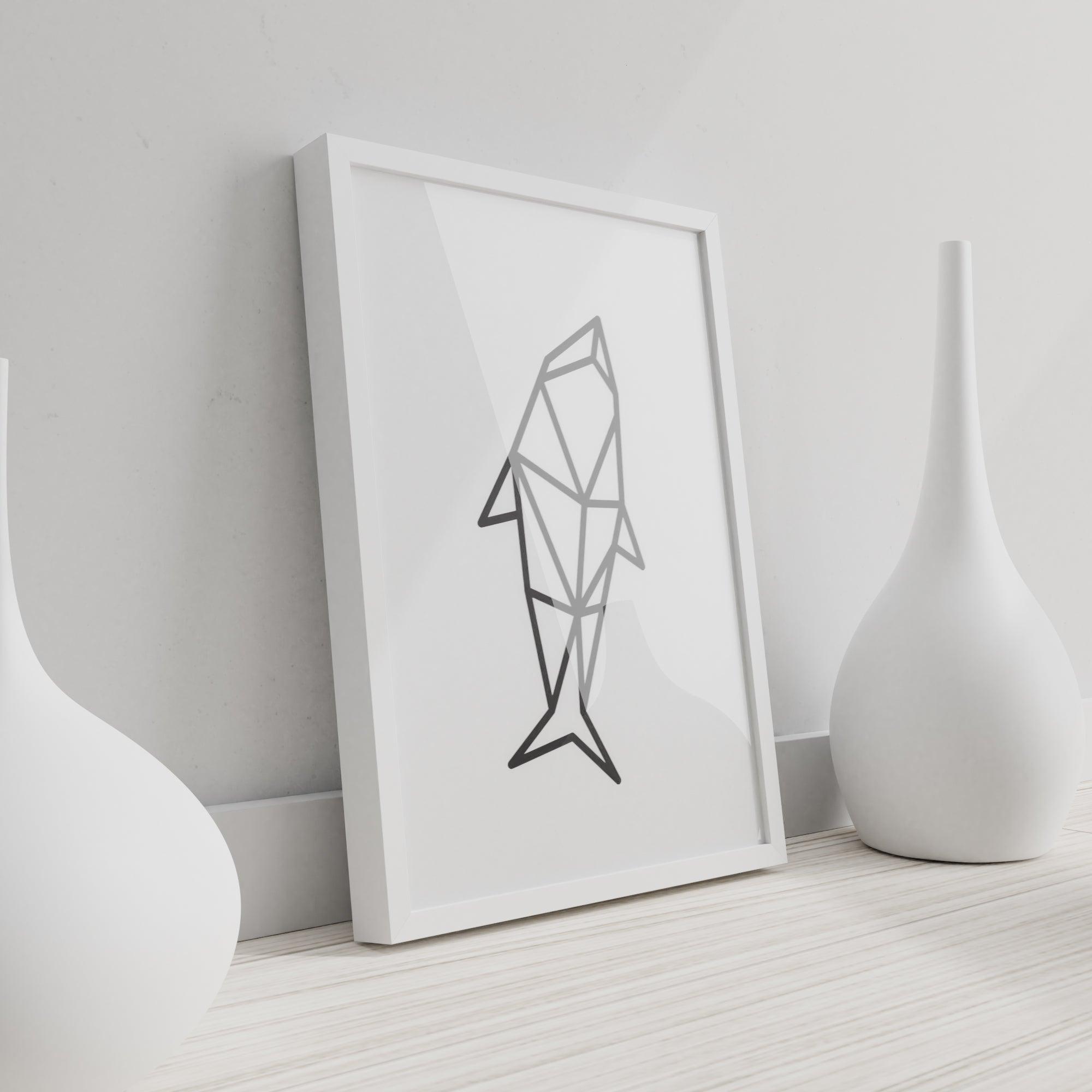 A vibrant wall print featuring a jumping whale, perfect for children's rooms and living room decor.