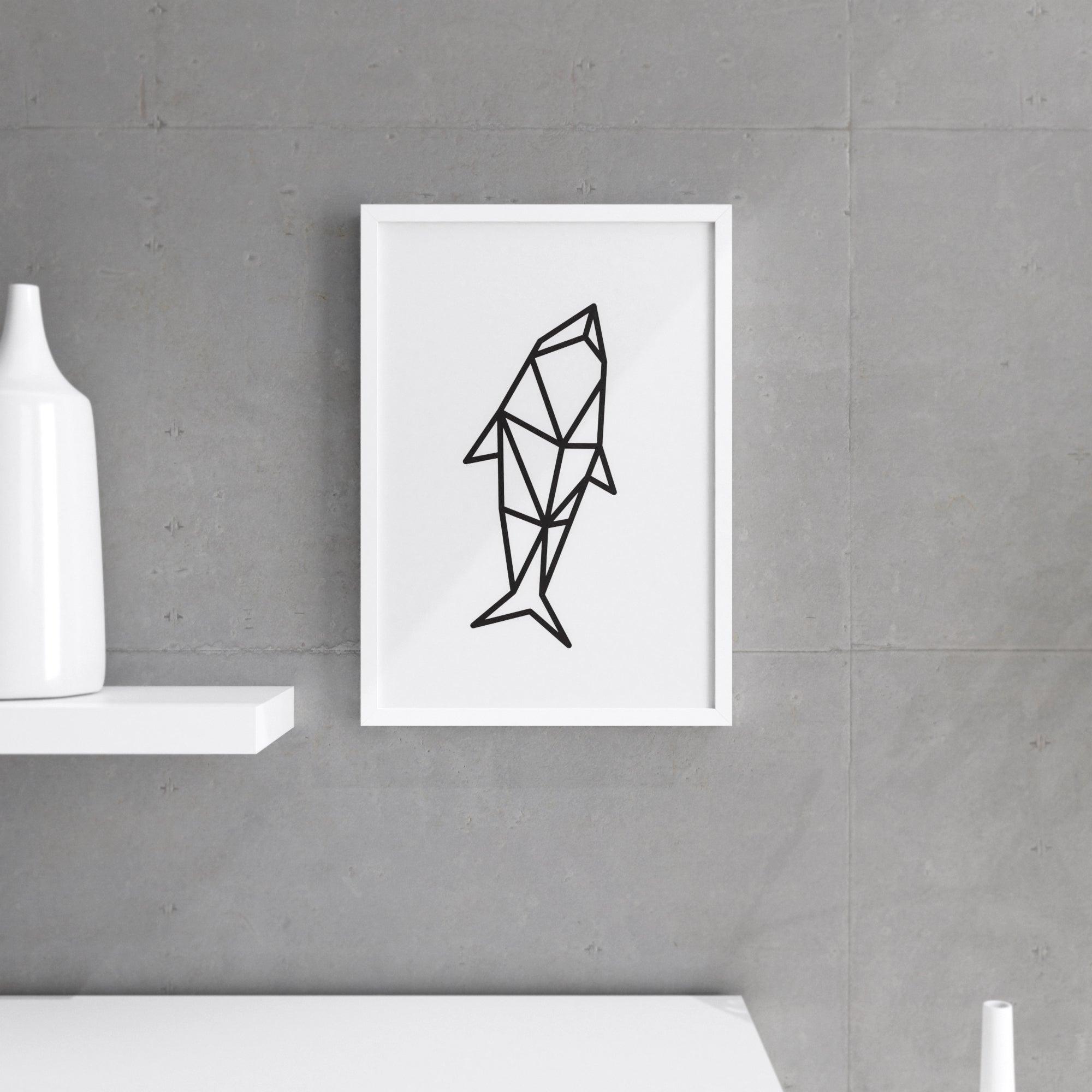 A vibrant wall print featuring a jumping whale, perfect for children's rooms and living room decor.