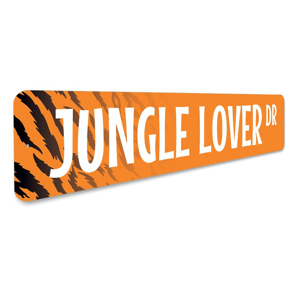 Jungle Lover Street Sign made of high-quality aluminum, featuring vibrant colors and a decorative design, perfect for home decor.