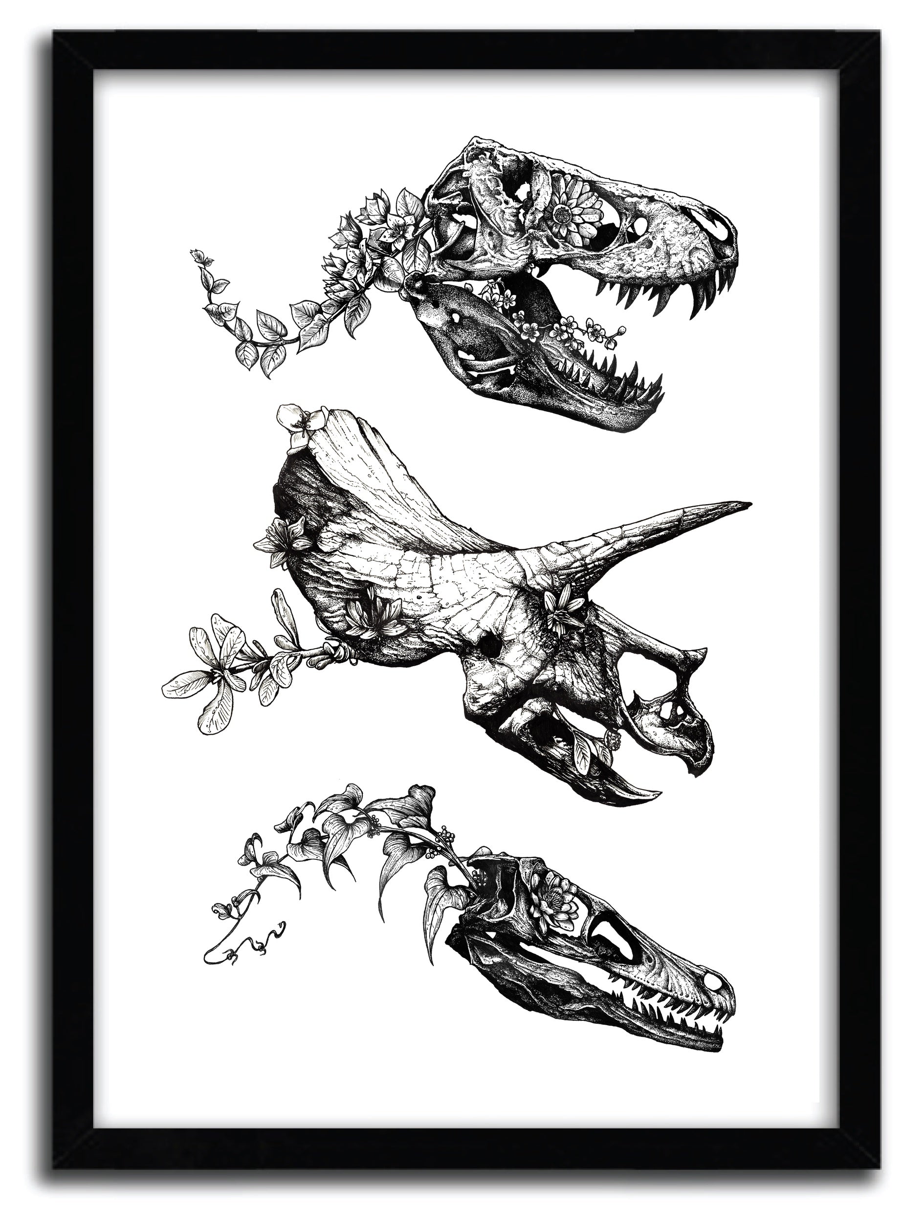 JURASSIC BLOOM art print by SINPIGGYHEAD on fine arts paper, showcasing vibrant colors and intricate details.