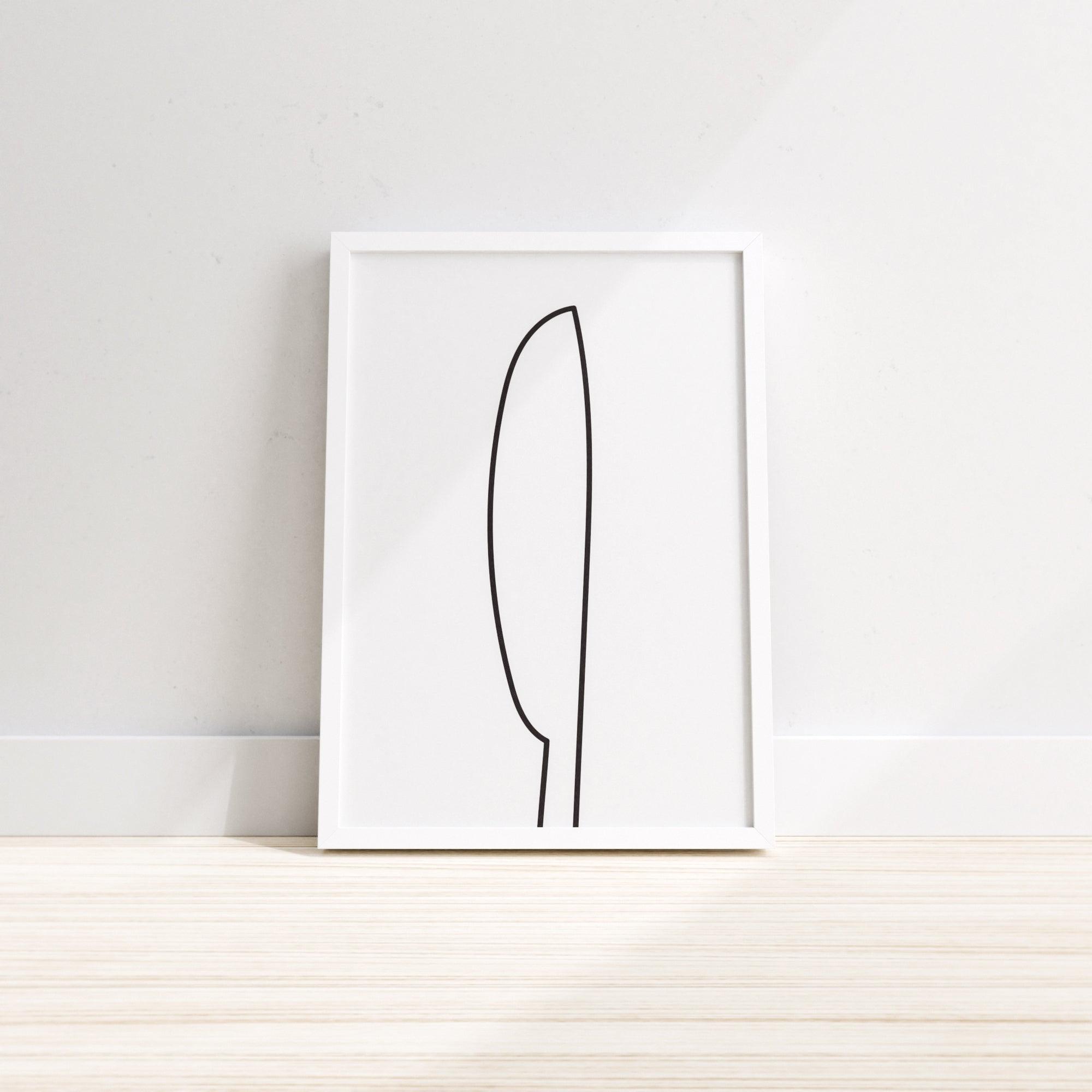 Knife Wall Print showcasing elegant kitchen decor, unframed and printed on premium paper.