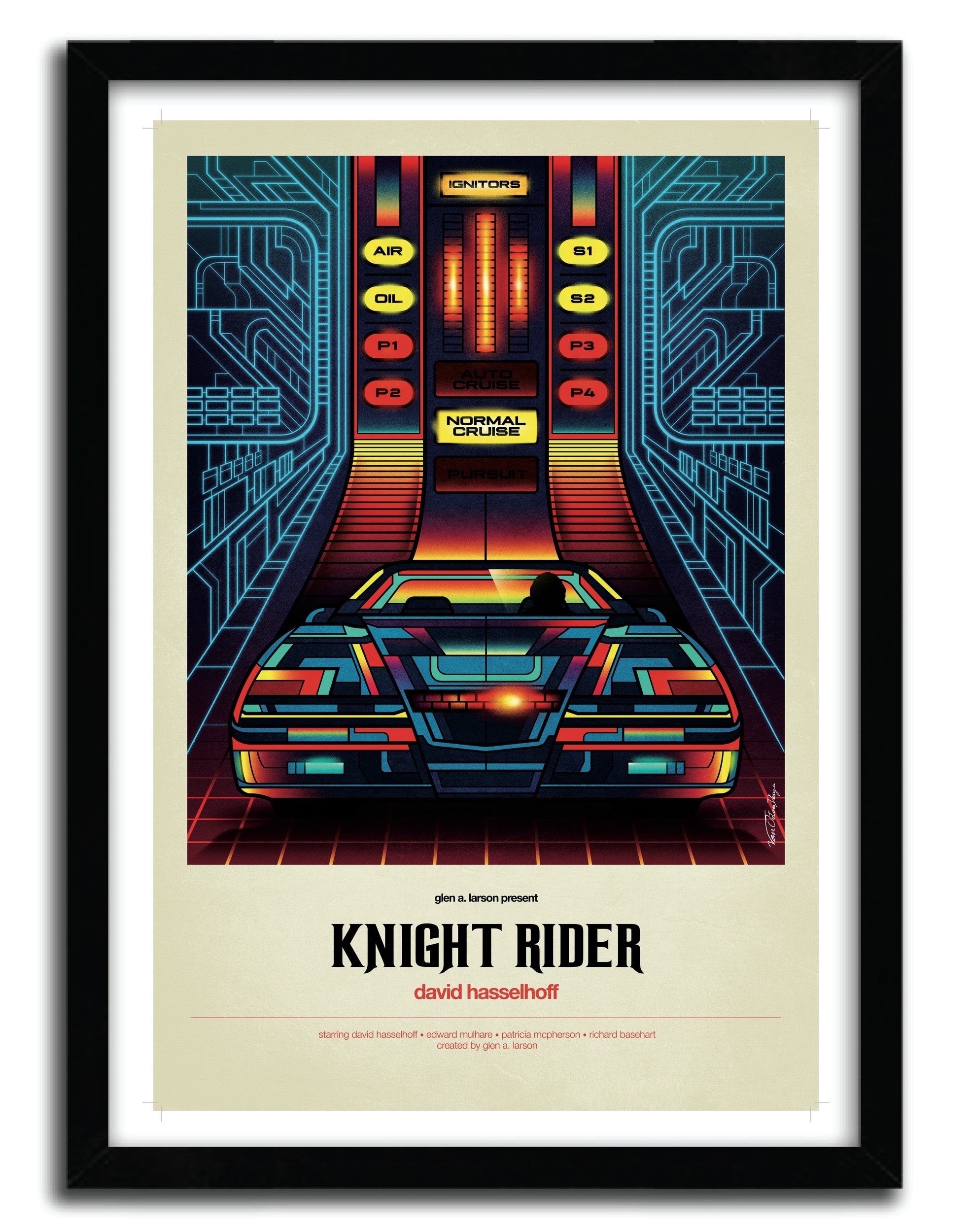 Limited edition KNIGHT RIDER artwork by VAN ORTON, printed on fine arts paper with vibrant colors and a certificate of authenticity.
