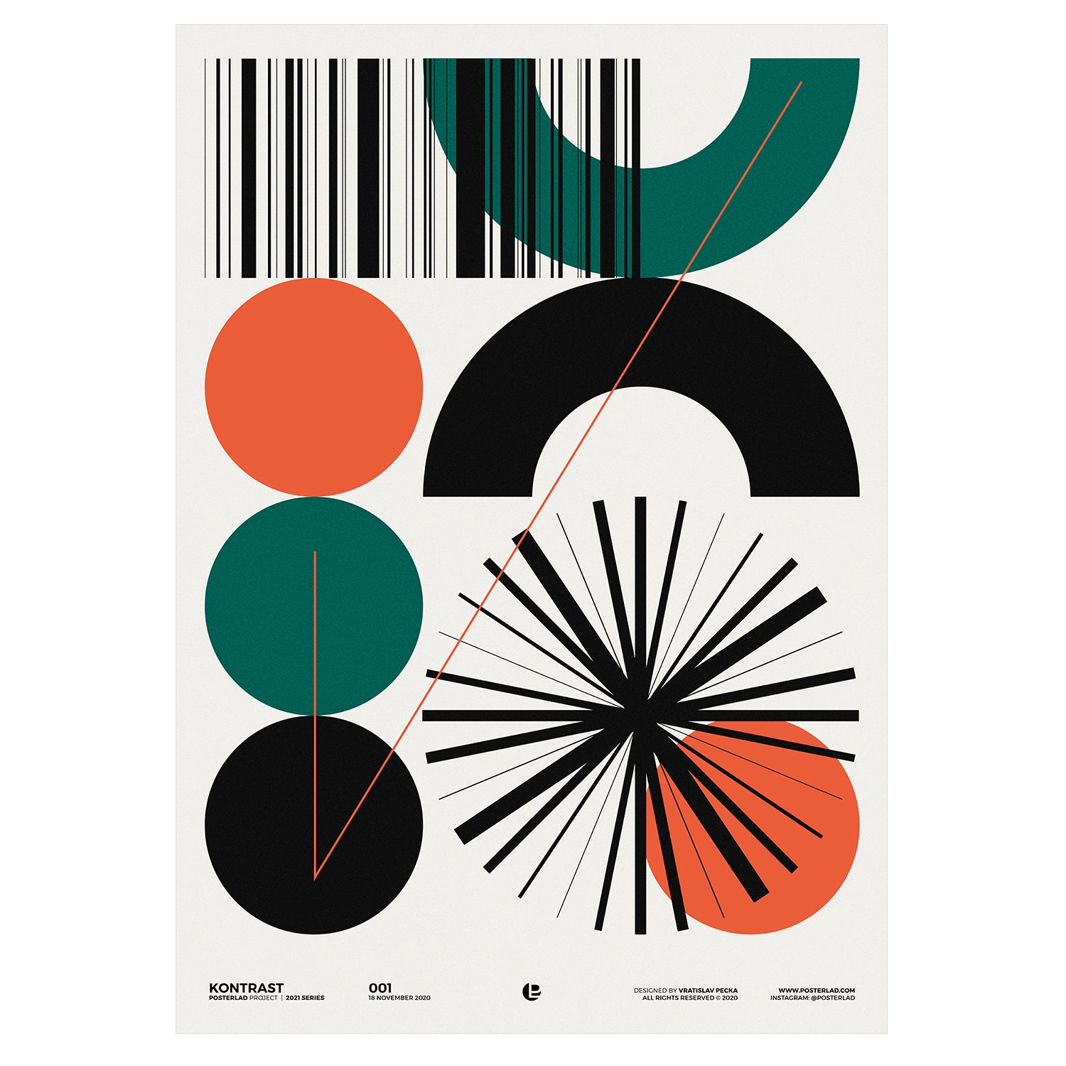 Vibrant Kontrast poster featuring a striking contrast of light and dark colors, perfect for home or office decor.