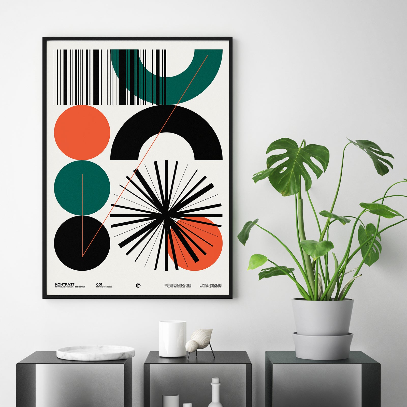 Vibrant Kontrast poster featuring a striking contrast of light and dark colors, perfect for home or office decor.