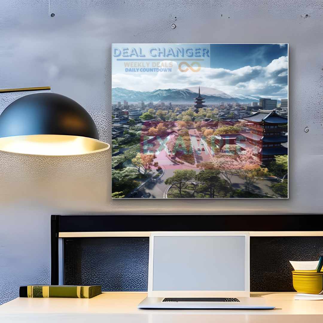 High-resolution canvas print of Kyoto city center showcasing vibrant colors and iconic landmarks.