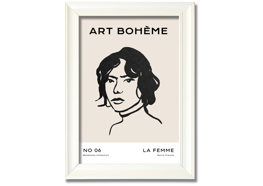 La Boheme framed print showcasing elegant design and multiple frame options, handmade in the UK.