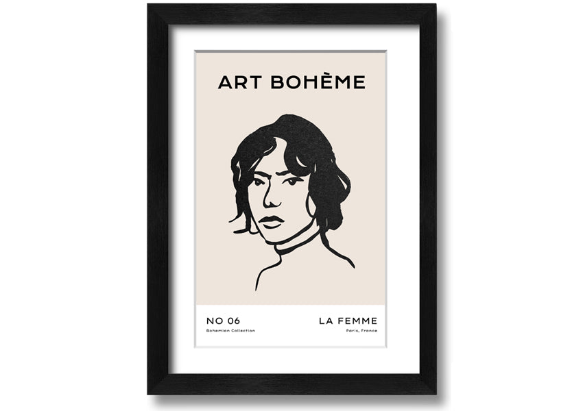 La Boheme framed print showcasing elegant design and multiple frame options, handmade in the UK.