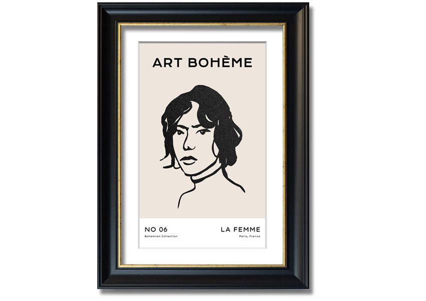 La Boheme framed print showcasing elegant design and multiple frame options, handmade in the UK.