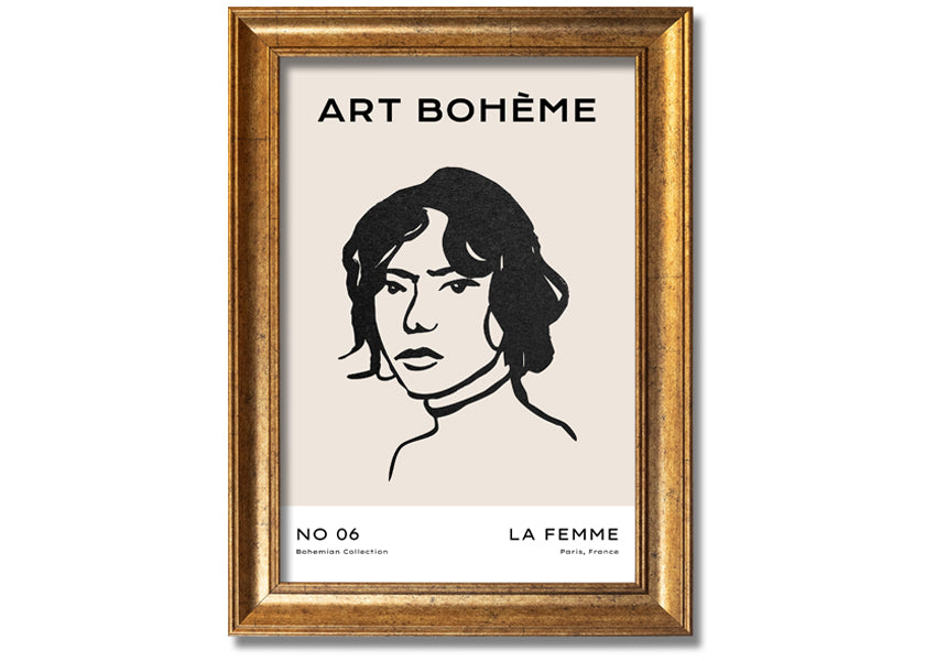 La Boheme framed print showcasing elegant design and multiple frame options, handmade in the UK.