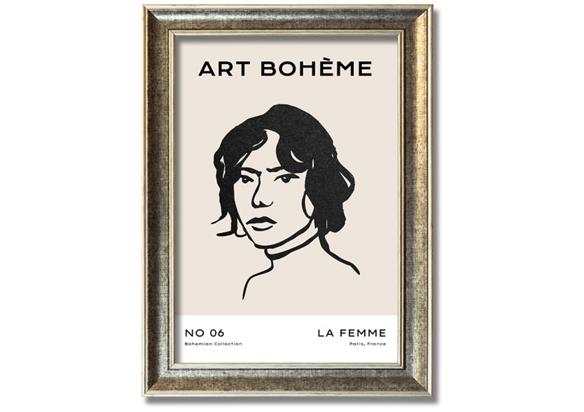 La Boheme framed print showcasing elegant design and multiple frame options, handmade in the UK.