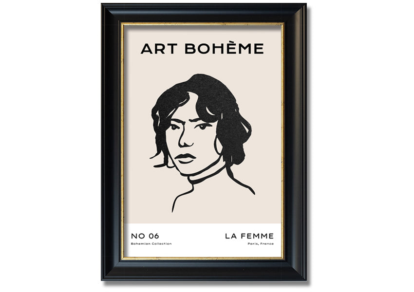 La Boheme framed print showcasing elegant design and multiple frame options, handmade in the UK.