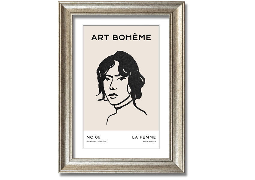 La Boheme framed print showcasing elegant design and multiple frame options, handmade in the UK.