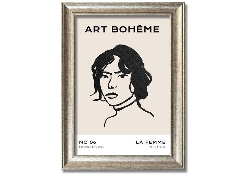 La Boheme framed print showcasing elegant design and multiple frame options, handmade in the UK.