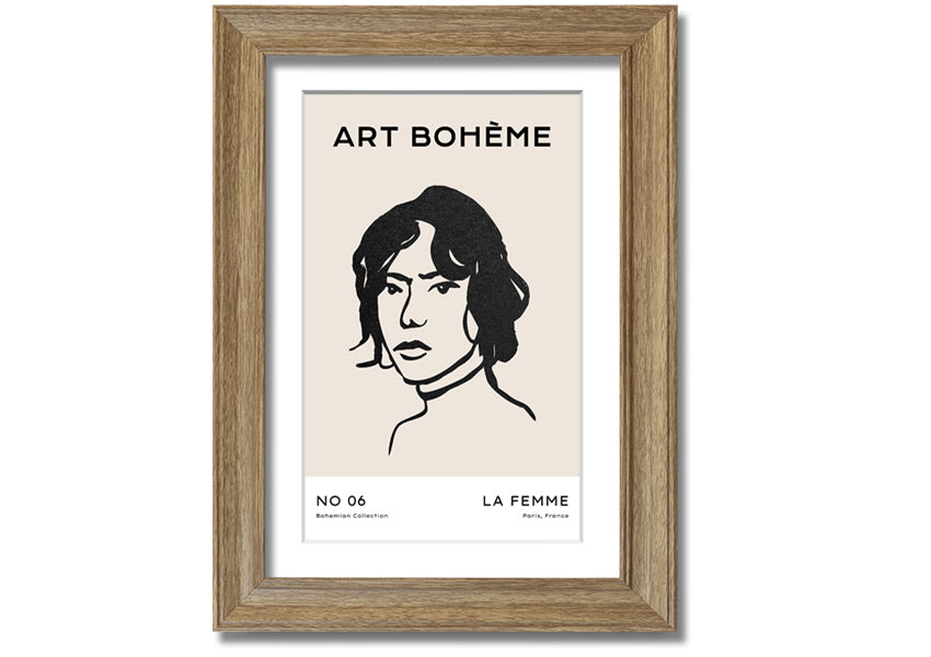 La Boheme framed print showcasing elegant design and multiple frame options, handmade in the UK.