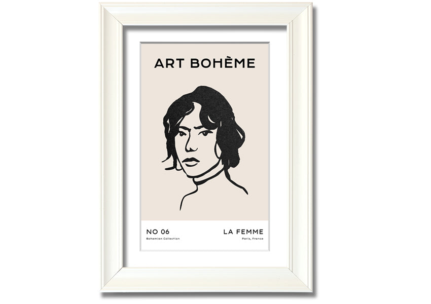 La Boheme framed print showcasing elegant design and multiple frame options, handmade in the UK.
