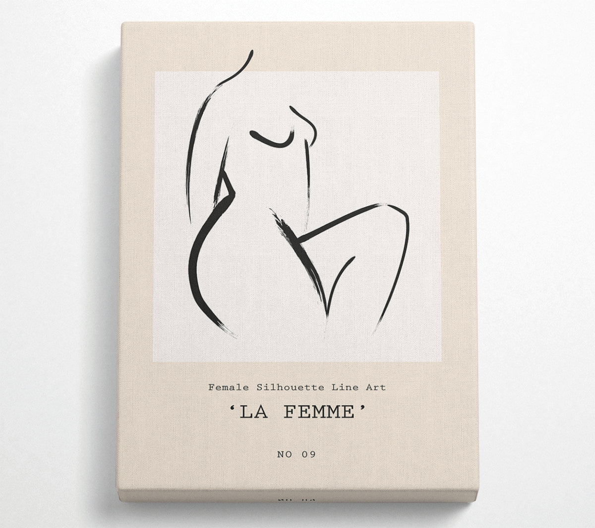 La Femme canvas print featuring vibrant colors on coated polyester, mounted on a 44mm box frame, ready to hang.