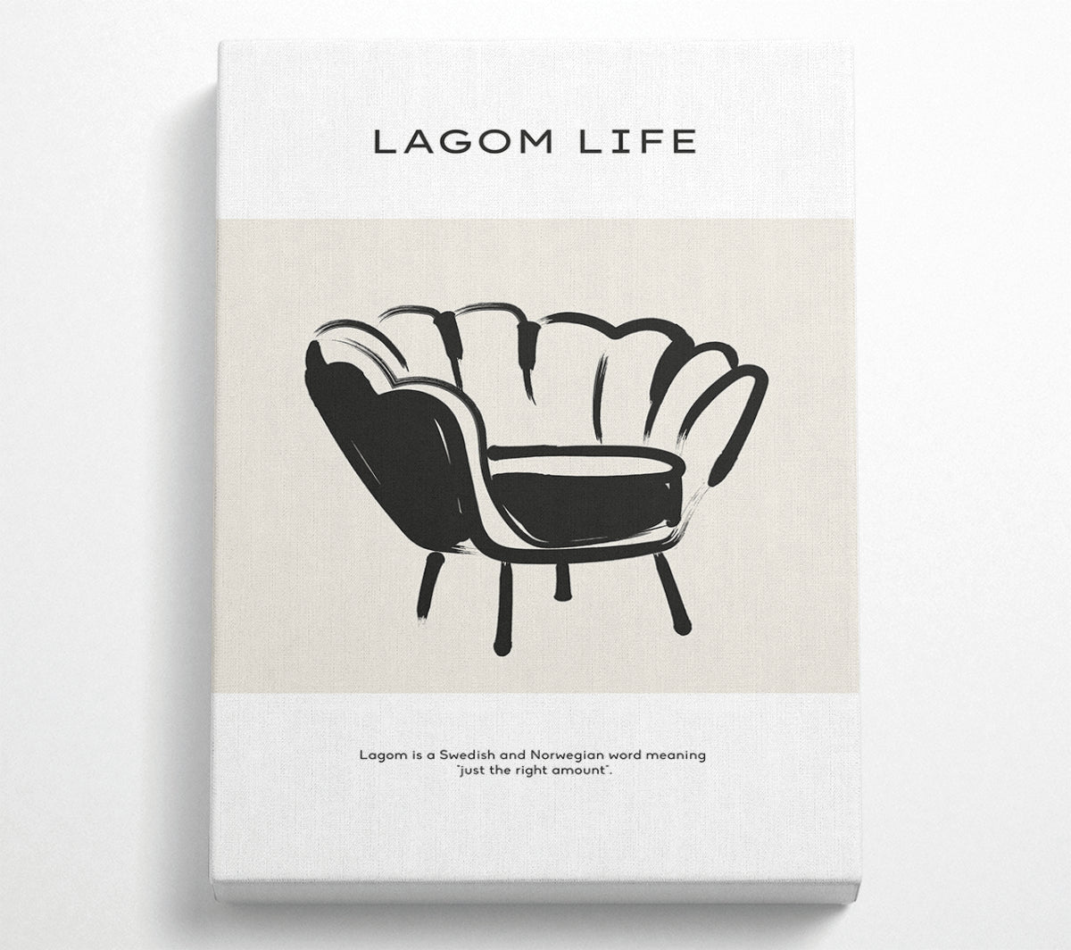 Lagom Meaning canvas art printed on coated polyester, mounted on a 44mm box frame, ready to hang.