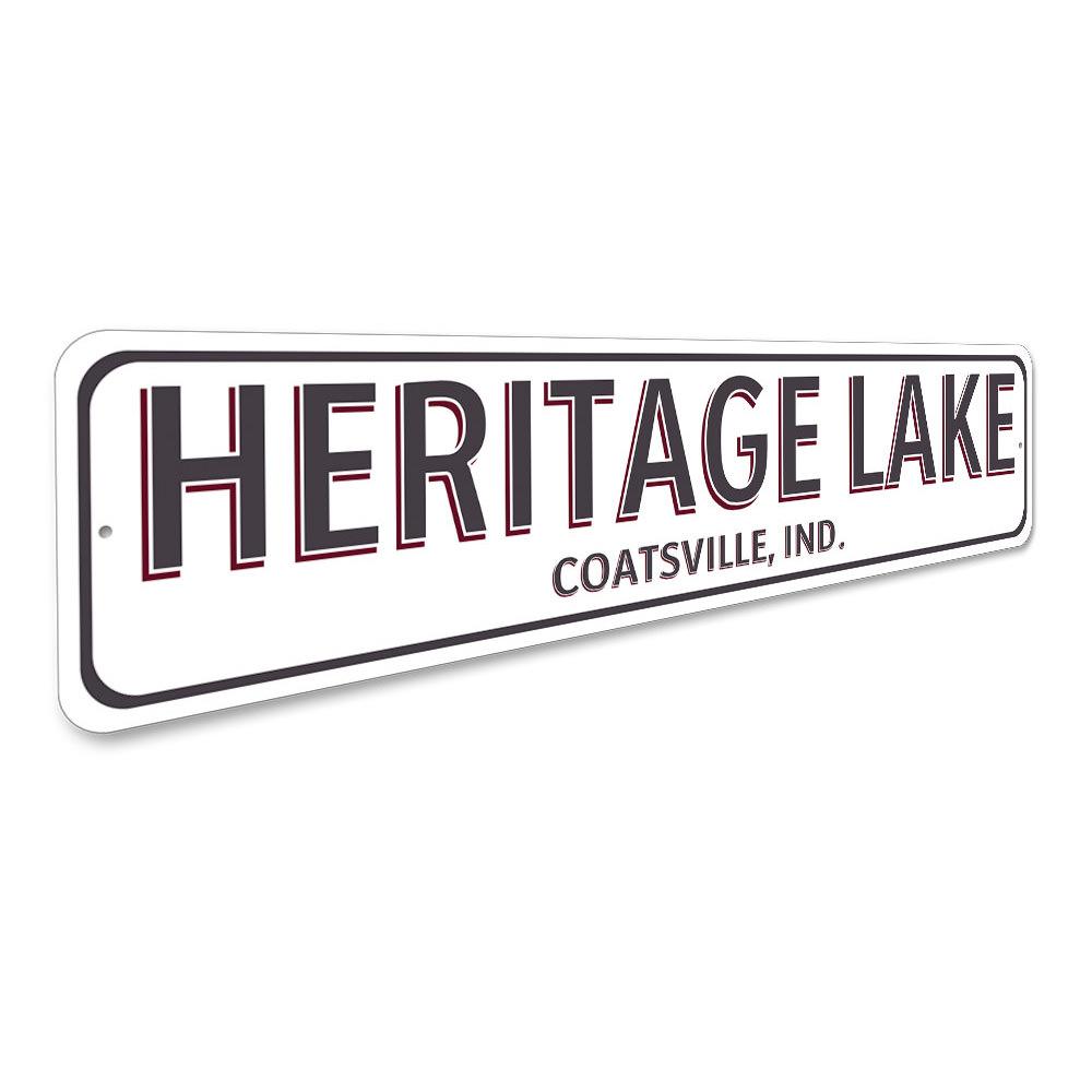 A beautifully crafted Lake House City State Sign made from high-quality aluminum, showcasing a personalized design perfect for lakeside homes.