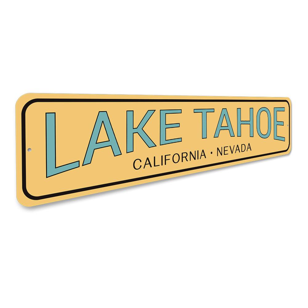 Lake Tahoe decorative sign made of high-quality aluminum, featuring a beautiful lake design, perfect for lakehouses and personalized gifts.