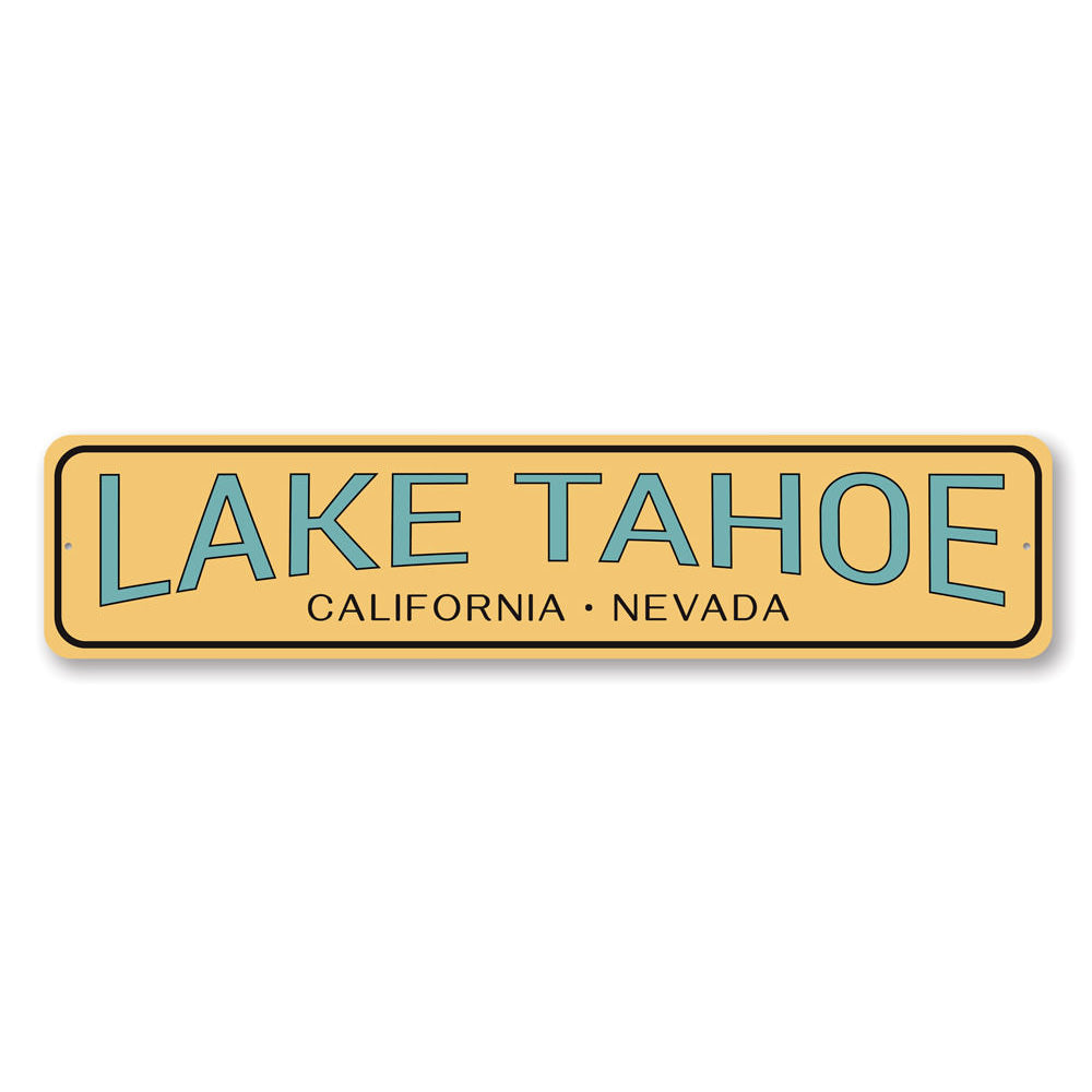 Lake Tahoe decorative sign made of high-quality aluminum, featuring a beautiful lake design, perfect for lakehouses and personalized gifts.